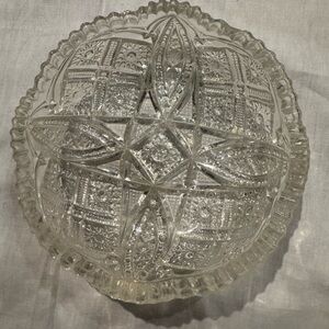 NUCUT American Brilliant Cut Glass Small Bowl Dish Antique 1900 Hobstar Sawtooth